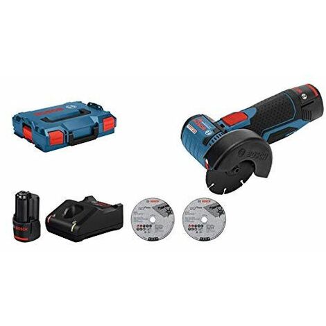 Bosch Professional Meuleuse d’angle Sans Fil GWS 12 V-76 (Batterie 2 x 3,0 Ah, 12 V, Ø de Perçage :10 mm,