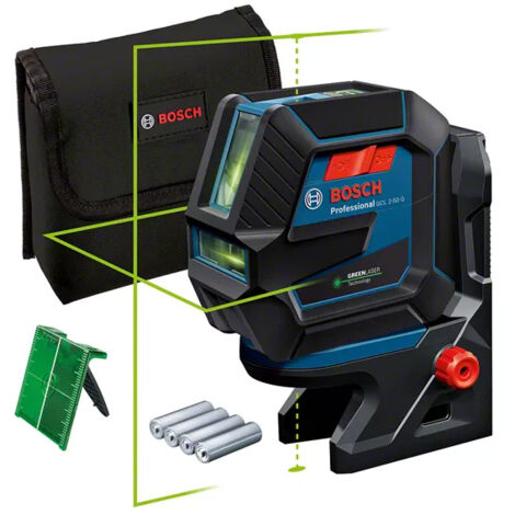 Bosch Professional – Niveau laser en croix et à lignes vertes – Portée 15 m – Précision ± 0,3 mm/m – Protection IP 64 – Support rotatif RM 10 inclus - GCL 2-50 G