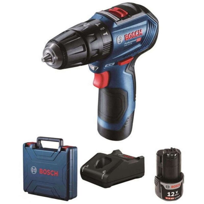 Outillage - Perceuse-visseuse sans fil 18 v, 2 batteries 2,0 Ah Li-Ion, chargeur 06019G9100 - Bosch