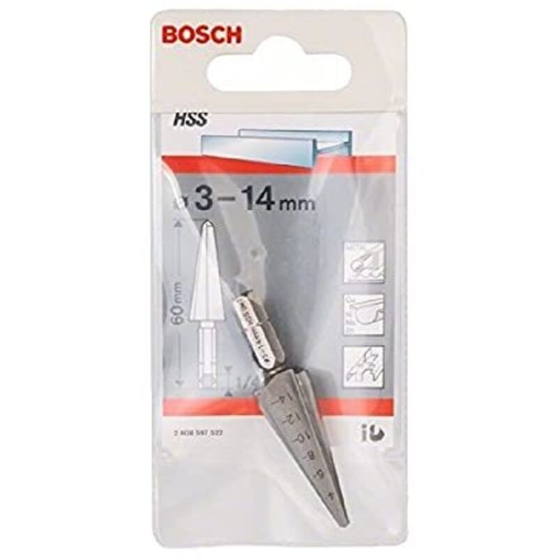 Trapano per scalanatura in lamiera HSS, mandrino esagonale, 3 - 14 mm, 60 mm, 1/4 di pollice