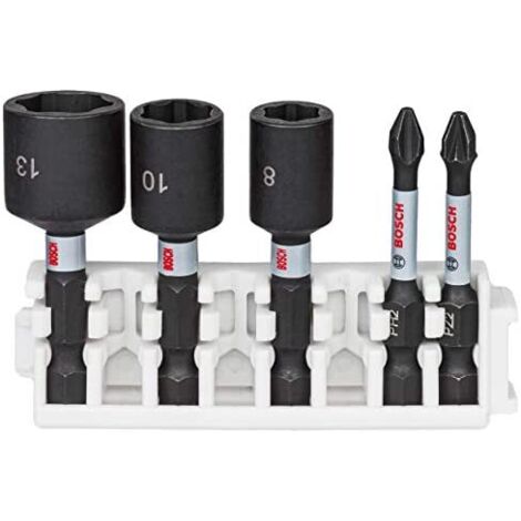 Bosch Professional Set De 5 Impact Control Screwdriver Bits &amp Socket Wrenches (Pick And Click, Impact Drill Accessory)
