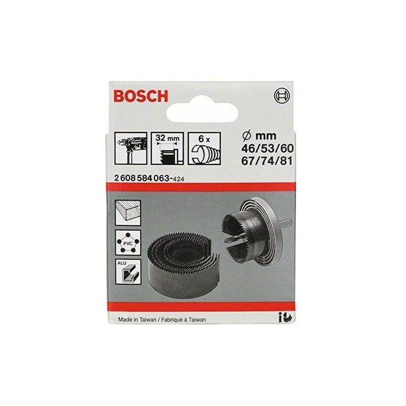 Set Bosch da 6 pz. di seghe a tazza (metalli non ferrosi, legno, plastica, ø 46-81 mm, accessorio per foratrici)