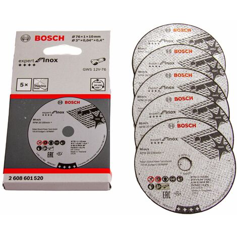 Bosch Professional Trennscheiben 76 mm, 5 Stück, Expert for Inox, GWS 12V / 10.8V-76