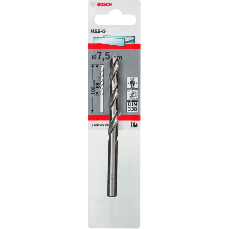 Bosch - 1x foret à métaux hss-g din 338 7,5 x 69 x 109 mm - 2608585930