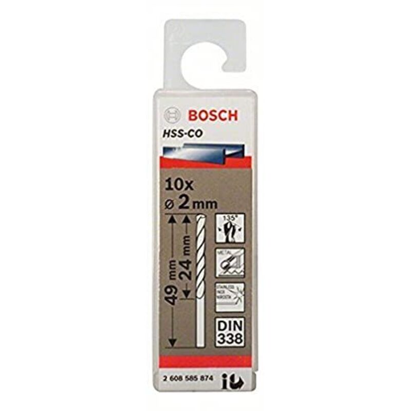 Bosch - 2 608 585 874 - Confezione of 10 punte per metallo HSS-Co, din 338 (2 x 24 x 49 mm)
