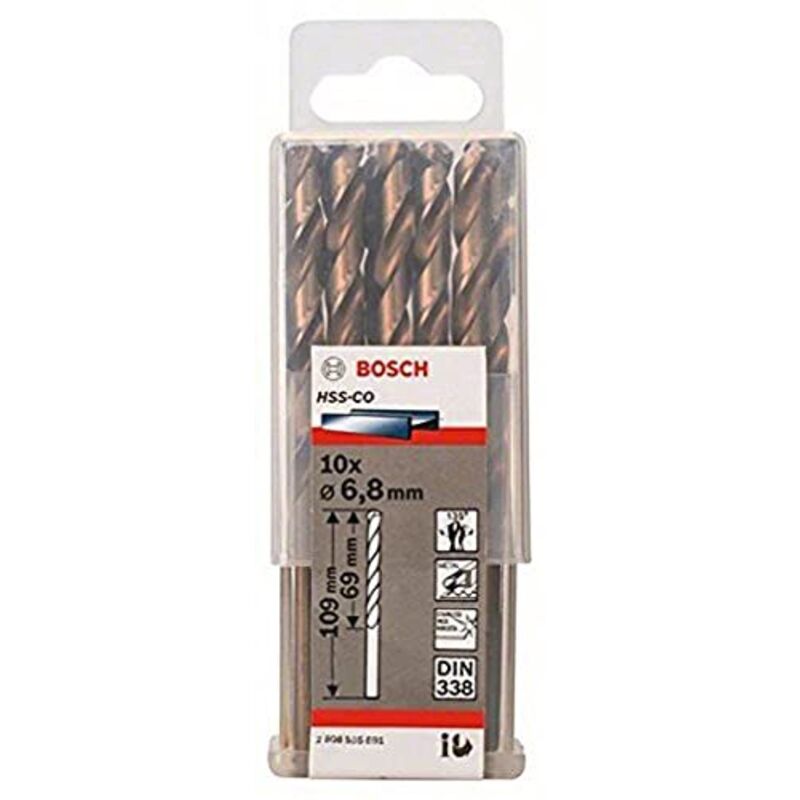 Punzione a spirale in acciaio inossidabile PRO HSS-Co, 6,8 x 69 x 109 mm, set da 10 pezzi