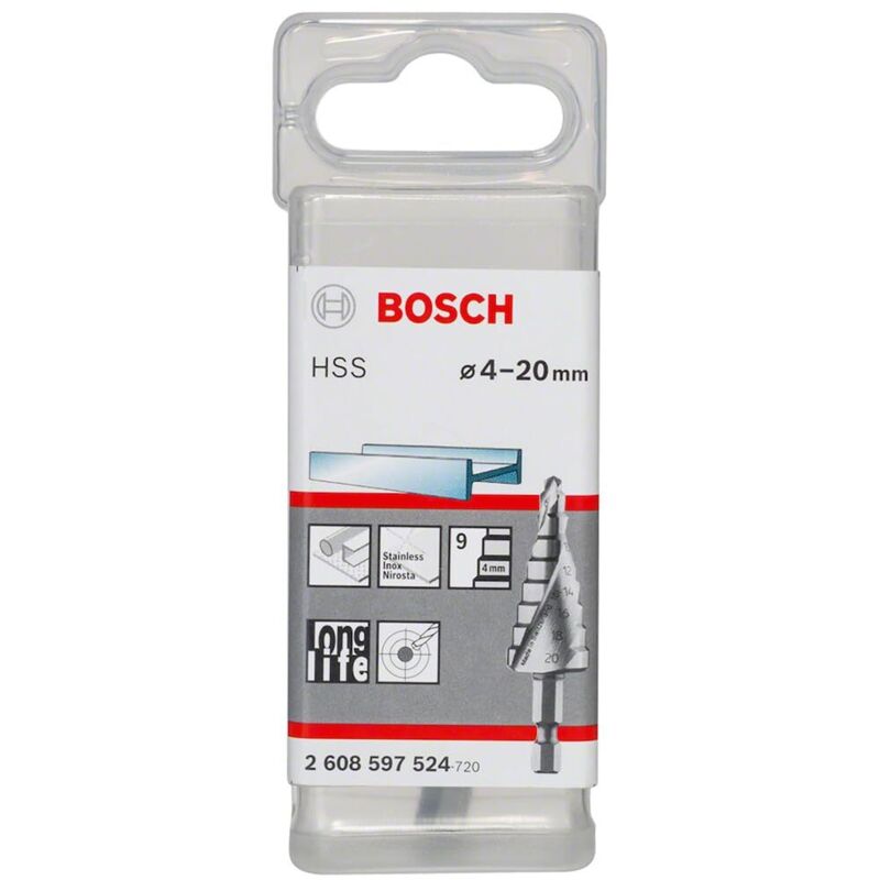 Bosch - Punta a gradini hss con codolo esagonale diametro 4-20mm professional 2608597524