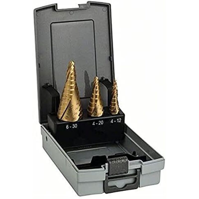 Bosch 2 608 587 432 -Set de 3 punte a gradino HSS-TiN - 4-12 4-20 6-30 mm (confezione de 1)
