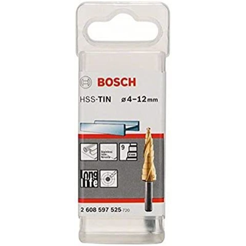 Punzonatrice a scalini HSS-TiN, 4 - 12 mm, 6 mm, 65 mm, 9 livelli