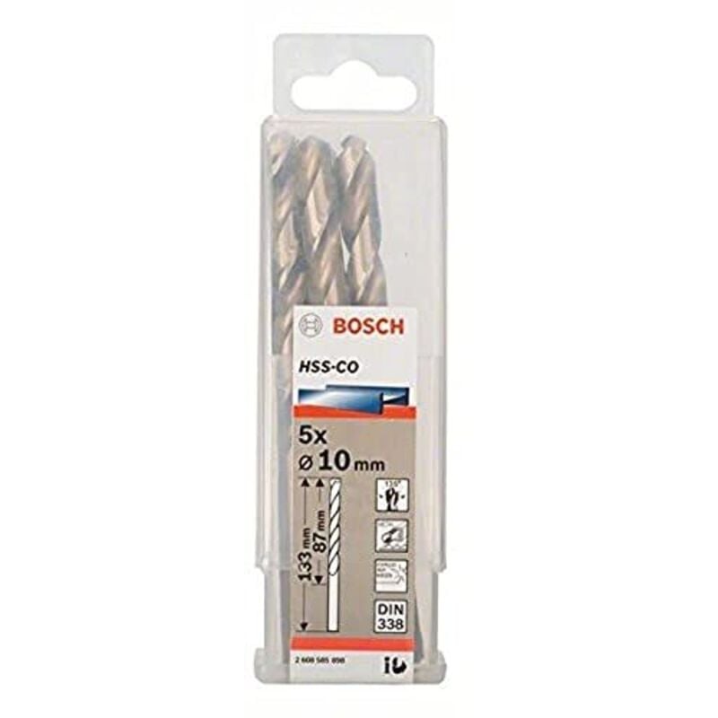 Bosch - Accessori 2 608 585 898 - Confezione de 5 punte per metallo HSS-Co, din 338 (10 x 87 x133 mm)