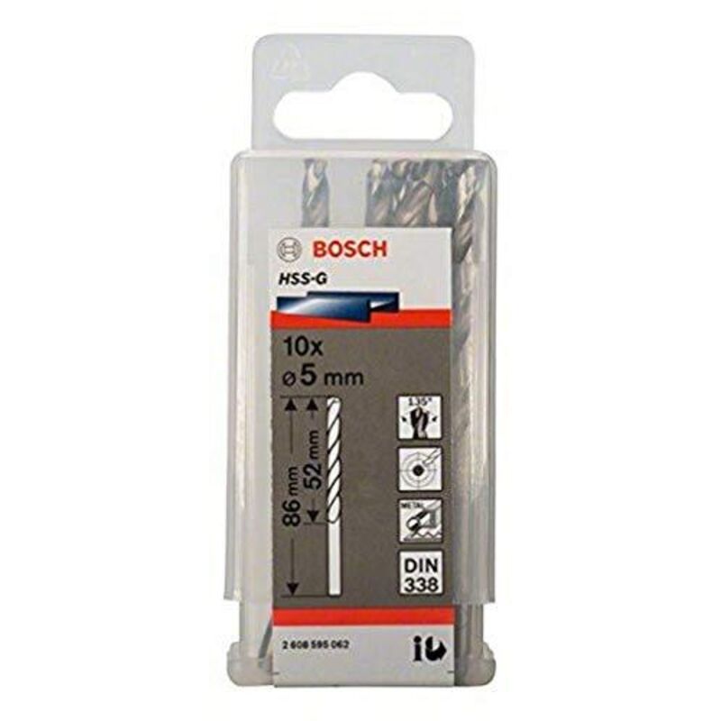 Bosch - Punta professionale hss-g per metallo rettificato (10 pezzi, ø 5 mm)