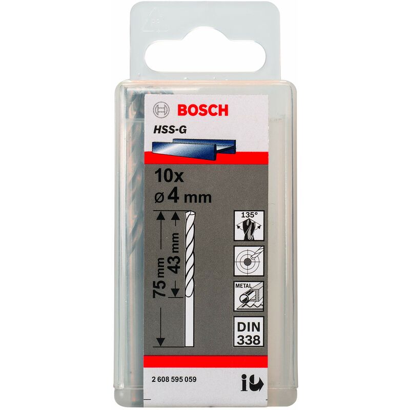 Image of Metal drill bit hss-g, din 338 - drill bits (din 338, Drill, Twist drill bit, Metal, Ground High-Speed Steel (hss-g), Cylindrical shank) - Bosch