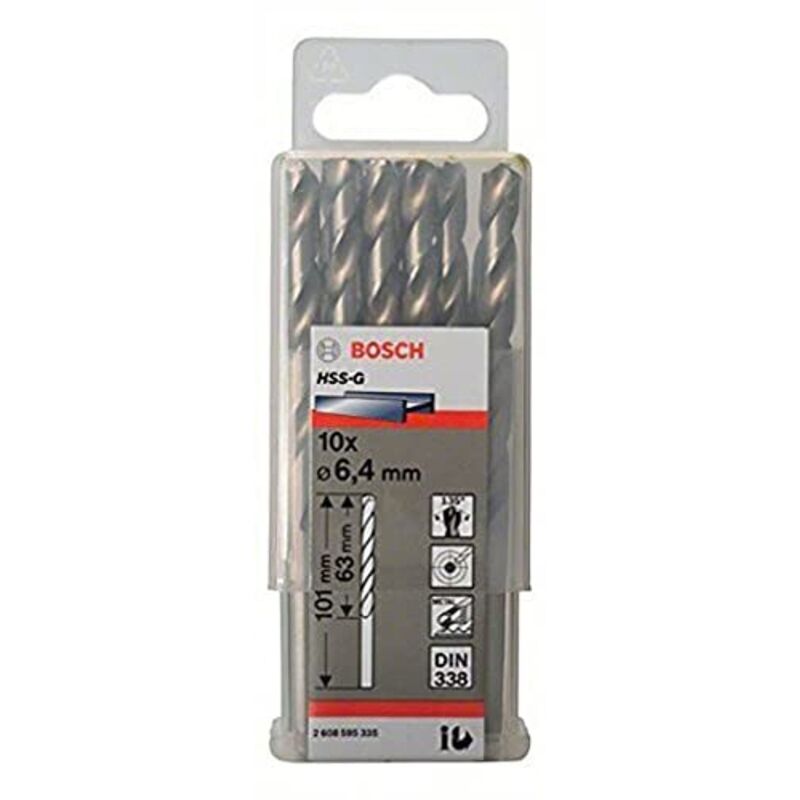 PRO Trapano a spirale HSS-G in metallo, 6,4 x 63 x 101 mm, set da 10 pezzi