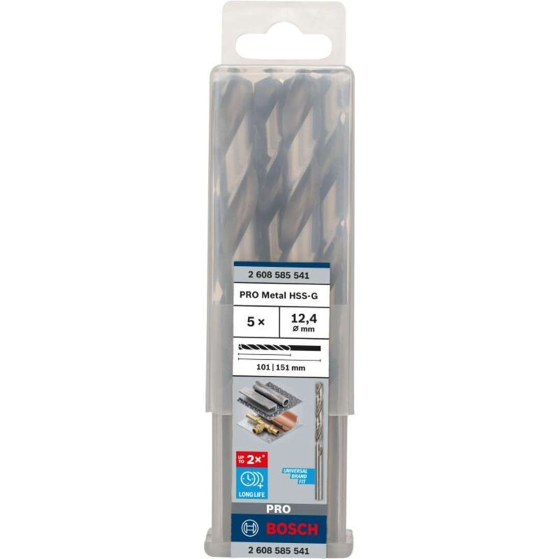 PRO Trapano a spirale HSS-G in metallo, 12,4 x 101 x 151 mm, set da 5 pezzi