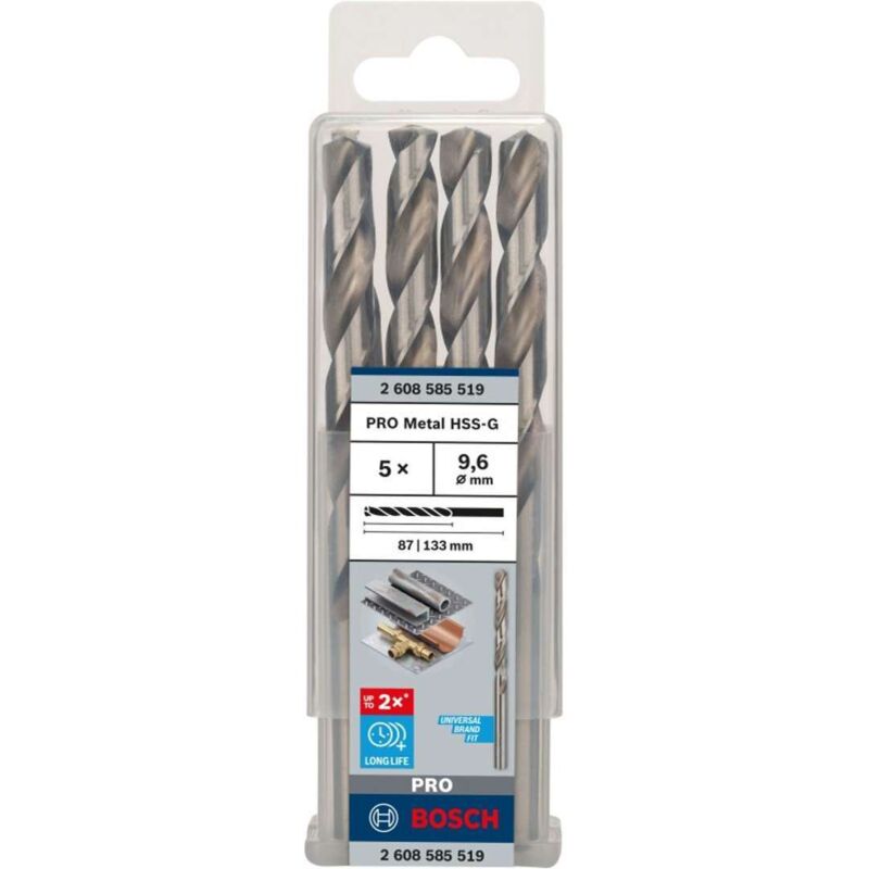 PRO Trapano a spirale HSS-G, 9,6 x 87 x 133 mm, set da 5 pezzi