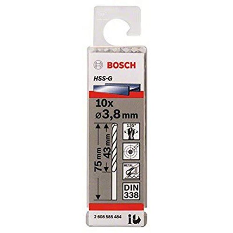 PRO Trapano a spirale HSS-G in metallo, 3,8 x 43 x 75 mm, confezione da 10 pezzi