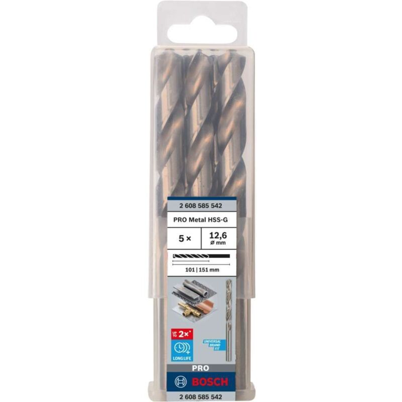 PRO Trapano a spirale HSS-G, 12,6 x 101 x 151 mm, set da 5 pezzi