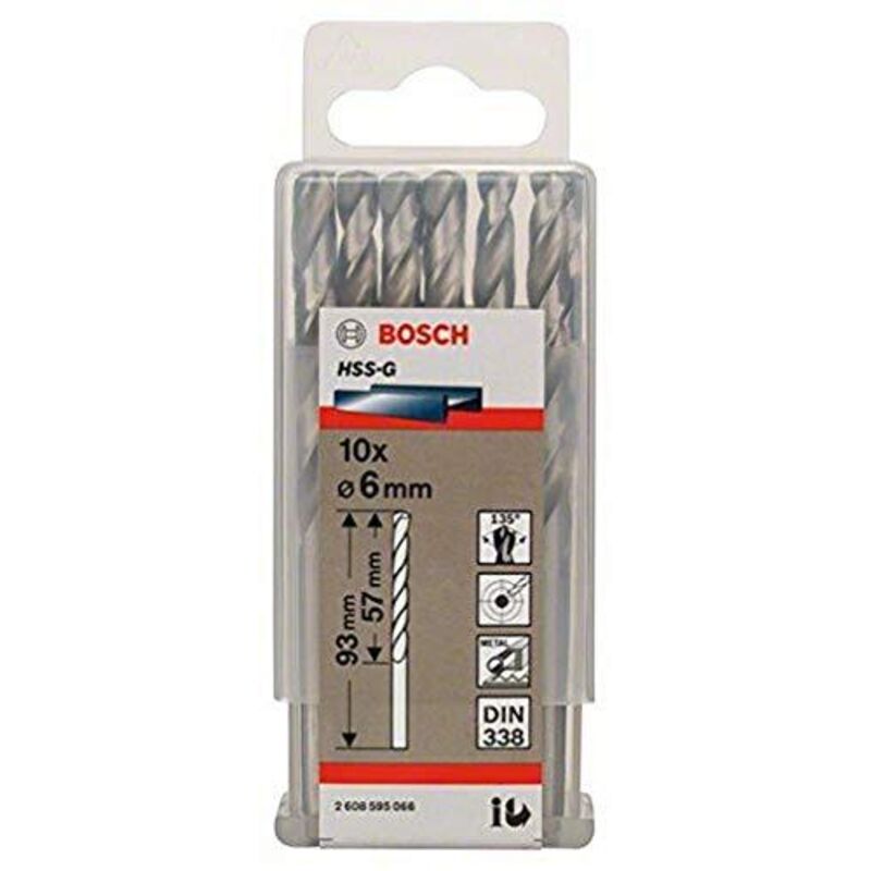 Bosch - Professional 2 608 595 066 - Confezione de 10 punte per metallo hss-g, din 338 (6 x 57 93 mm)