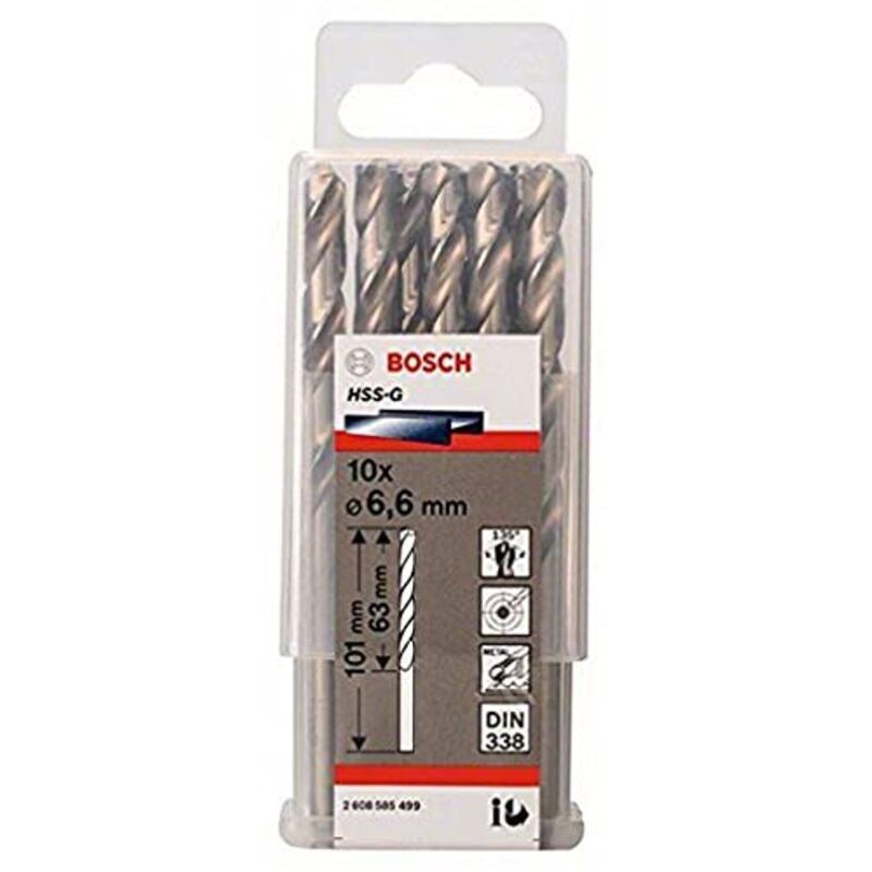 PRO trapano a spirale HSS-G, 6,6 x 63 x 101 mm, set da 10 pezzi