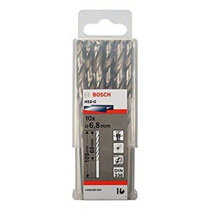 Bosch - Professional 10x hss-g Punta per Metallo (ø 6.8 mm, Robust Line, Accessori per trapani)