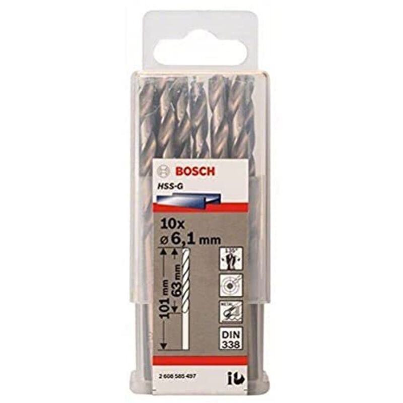 PRO Trapano a spirale in HSS-G, 6,1 x 63 x 101 mm, confezione da 10 pezzi