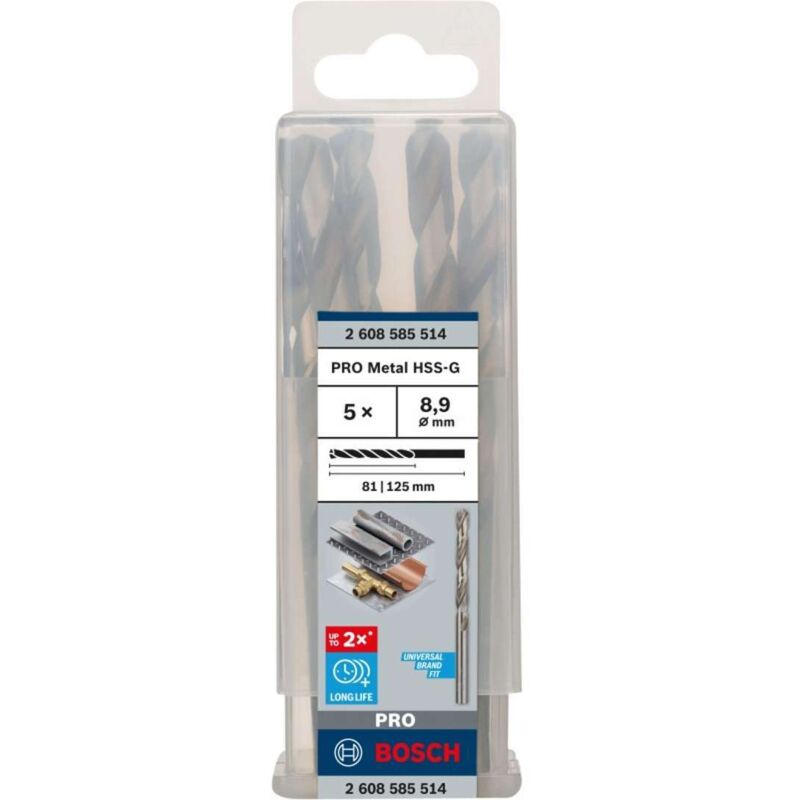 PRO trapano a spirale HSS-G, 8,9 x 81 x 125 mm, set da 5 pezzi