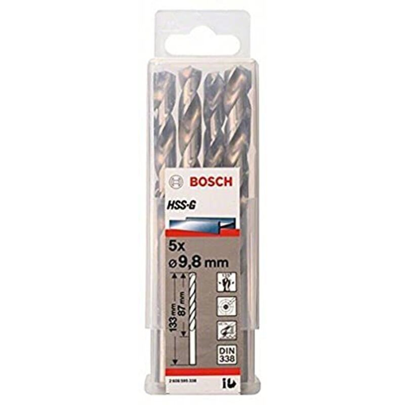 PRO Metal HSS-G Trapano a spirale, 9,8 x 87 x 133 mm, set da 5 pezzi