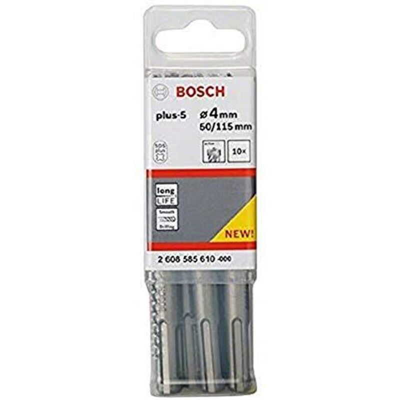 Punta perforatrice Acciaio 4 mm Bosch SDS-plus-5 2608585610 Lunghezza totale 110 mm SDS-Plus 10 pz.