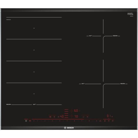 Bosch PXE675DC1E plaque Noir, Acier inoxydable Intégré (placement) Plaque avec zone à induction 4 zone(s)