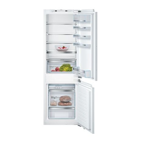 Bosch – Réfrigérateur combiné intégrable 265L – Classe A++ – Volume utile 191L – Congélateur 74L – Technologie VitaFresh – KIS86AFE0
