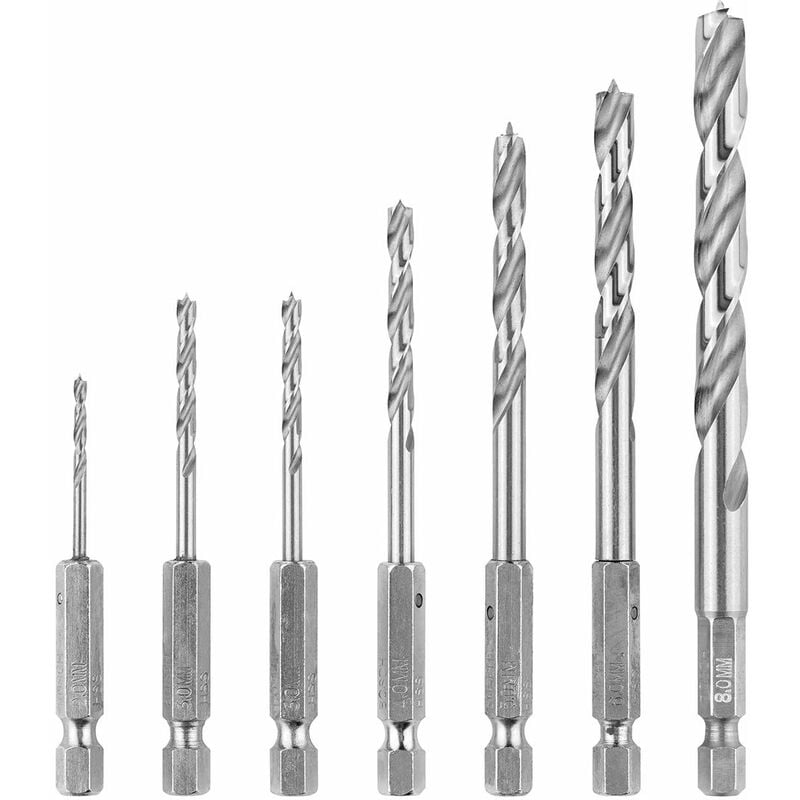 Image of Professional 260925C146 Set 7 pz. di Punte elicoidali per Legno esagonali da ¼ (per legni, Accessorio per Trapano Avvitatore) - Bosch