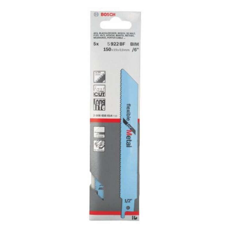 S 922 bf Flexible for Metal Sabre Saw Blades 150 x 19 x 0.9MM (2608656014) - Bosch