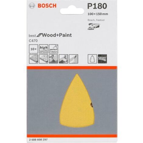 Bosch Schleifblatt C470, 180, 10er-Pack, für Deltaschleifer