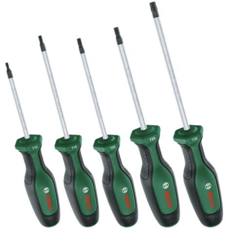 Bosch Schraubendreher-Set Torx  (erstklassiger S2-Stahl, Softgrip, magnetische Spitze, 5-teilig)