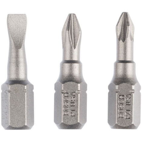 Bosch Schrauberbit-Set Extra-Hart (gemischt), 3tlg. S 0,6x4,5, PH1, PZ1, 25 mm - 2607001765