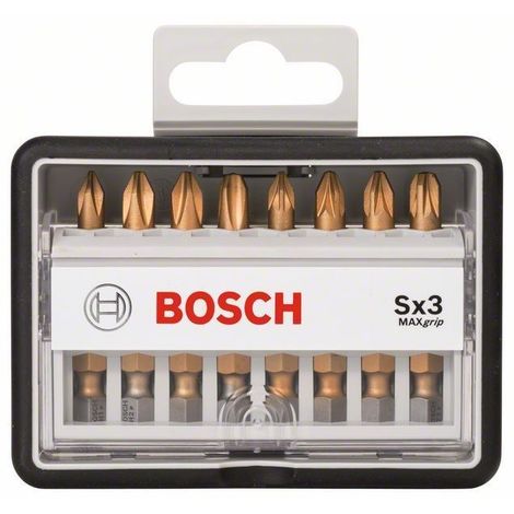 Bosch 8tlg Robust Line Bit Set PZ und PH Schrauberbit Max Grip Länge 49mm