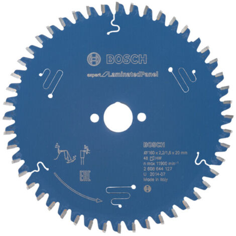 Bosch – Scie circulaire pour panneaux stratifiés 160 mm – 2608644127 – Alésage 20 mm – 48 dents ATB – Coupe nette et silencieuse