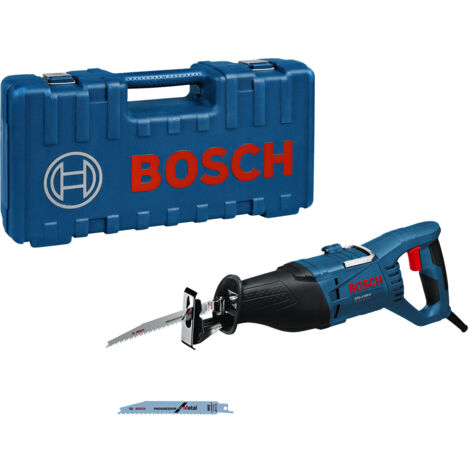 Bosch Scie sabre 1100W GSA 1100 E 060164C800 avec 2 lames (pour bois, métal), LED, 230 mm Profondeur de coupe