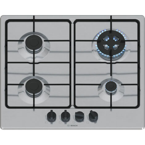 Bosch Serie 4 PGH6B5K80. Colore del prodotto: Acciaio inox, Posizionamento dell'apparecchio: Da incasso, Dimensione della larghezza del piano cottura: 60 cm. Tipo di controllo: Manopola, Posizione ...
