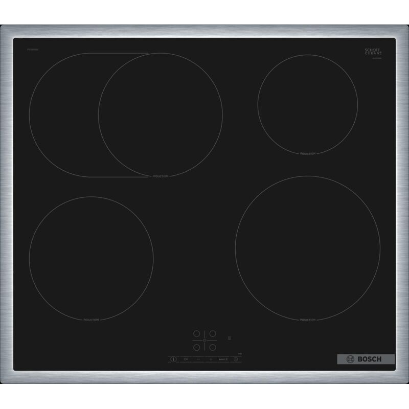 Bosch - Serie 4, Piano cottura a induzione, 60 cm, Nero, Con cornice sul top, PIF64RBB5E