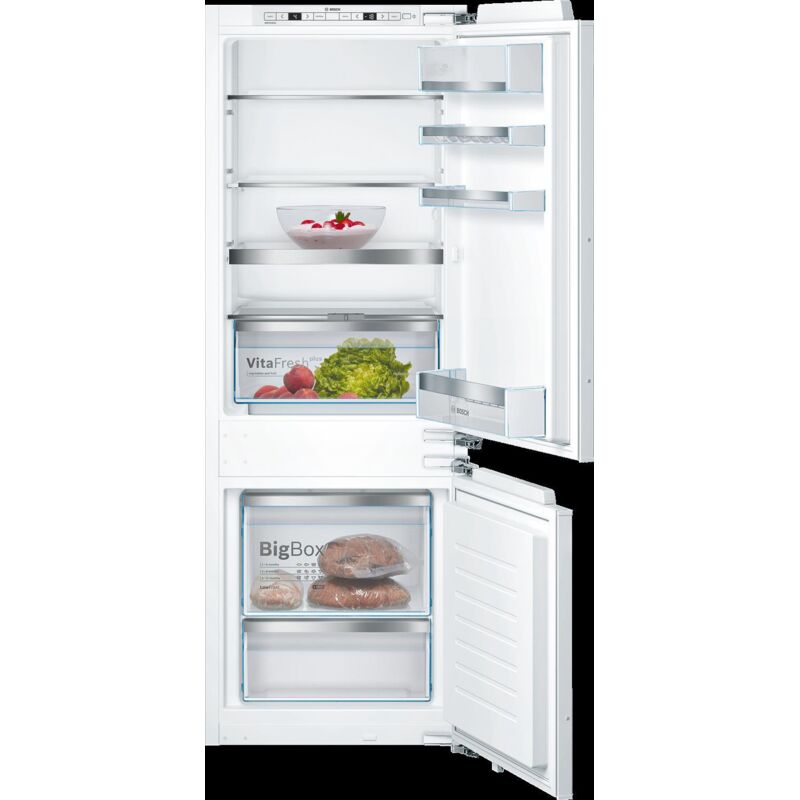 Bosch Serie 6, combinazione frigorifero-congelatore da incasso con scomparto congelatore inferiore, 157,8 x 55,8 cm, cerniera piatta, KIS77AFE0