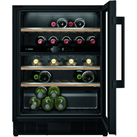 Bosch Serie 6 KUW21AHG0. Posizionamento dell'apparecchio: Da incasso, Colore struttura: Nero, Colore interno: Nero. Capacità bottiglie: 44 bottiglia/bottiglie, Intervallo temperatura (zona 1): 5 - ...