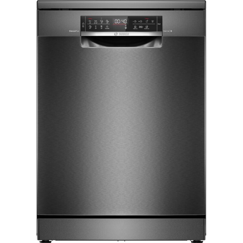 Bosch Serie 6, Lavastoviglie a libera installazione, 60 cm, Acciaio nero spazzolato con antimpronta, SMS6ECC12E