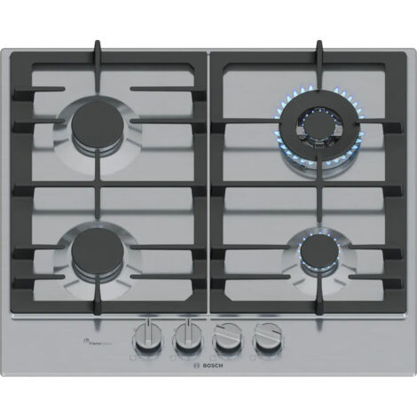 Bosch Serie 6 PCH6A5I95. Colore del prodotto: Acciaio inox, Posizionamento dell'apparecchio: Da incasso, Dimensione della larghezza del piano cottura: 58 cm. Tipo di controllo: Manopola, Posizione ...