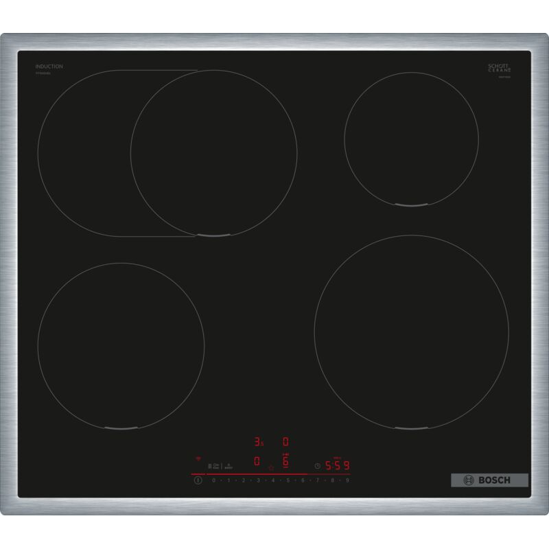 Bosch Serie 6, Piano cottura a induzione, 60 cm, Nero, Con cornice sul top, PIF645HB1E