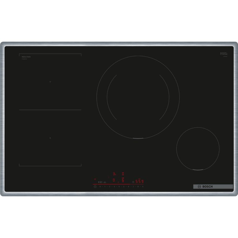 Bosch serie 6 pvs845hb1e table de cuisson &agrave; induction encastrable 80 cm 4 feux noir