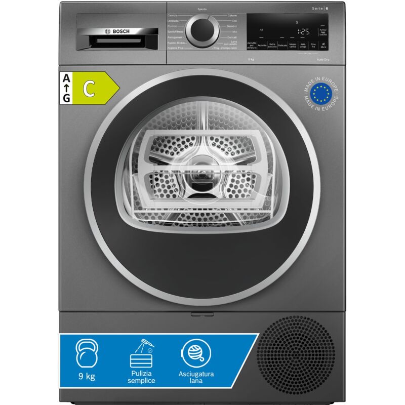 Bosch Serie 6 WQG243DRII Asciugatrice a pompa di calore 9 kg Antracite