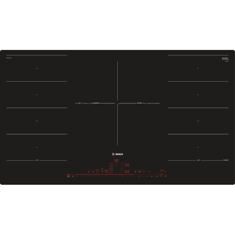 Bosch - Serie 8, piano cottura a induzione, 90 cm, nero, da incasso (integrato), PXV901DV1E