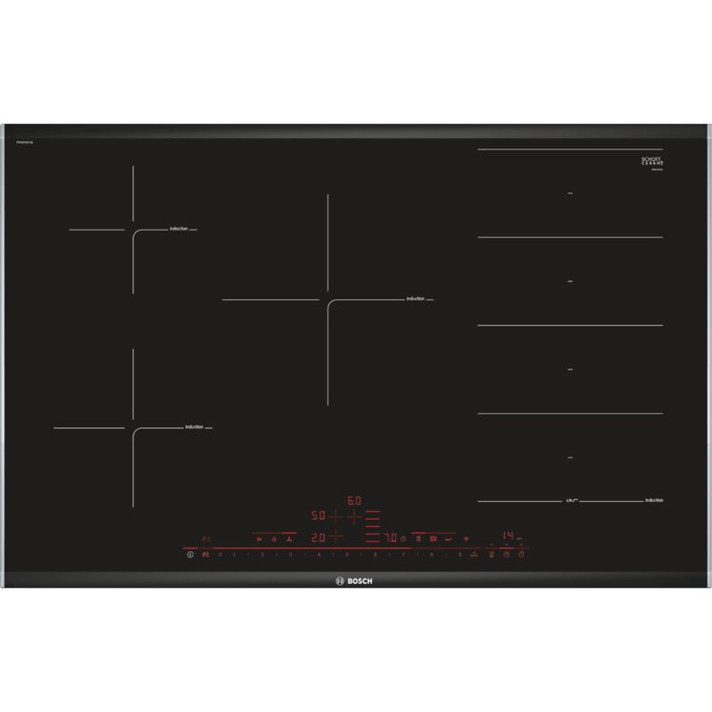 piano cottura a induzione 80cm 5 fuochi 7400w flexinduction nero - pxv875dv1e - bosch