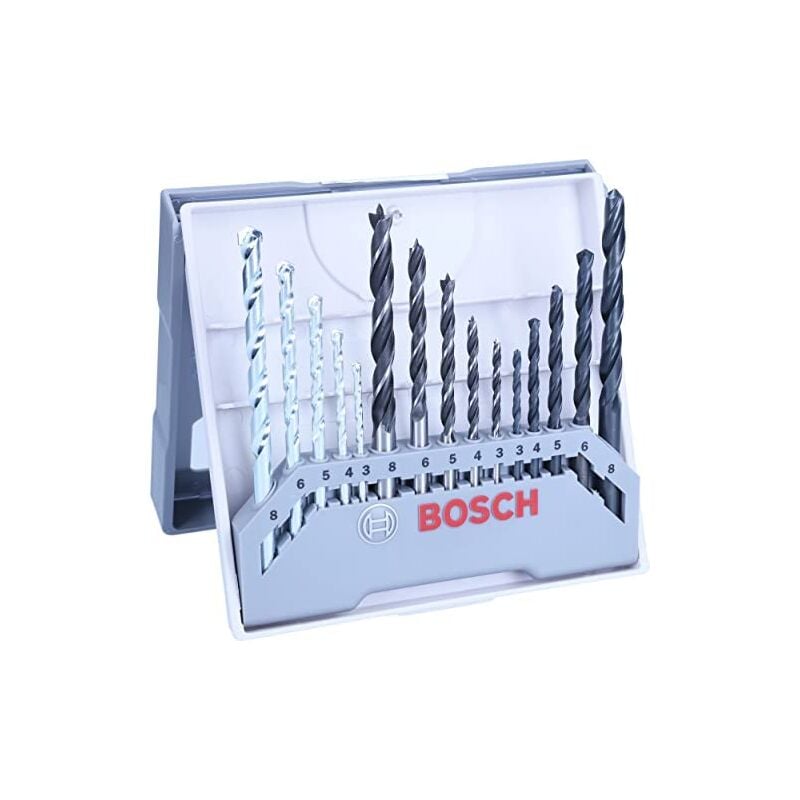 Bosch - Jeu de forets mixte, 15 pièces, 3-8 mm, 3-8 mm, 3-8 mm - 2607017038